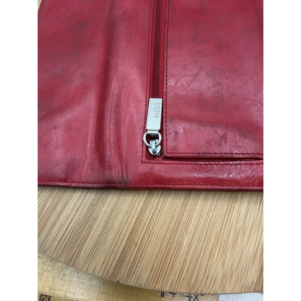 HOBO‎ INTERNATIONAL Ruby Red Leather Clutch Clean Inside Magnetic